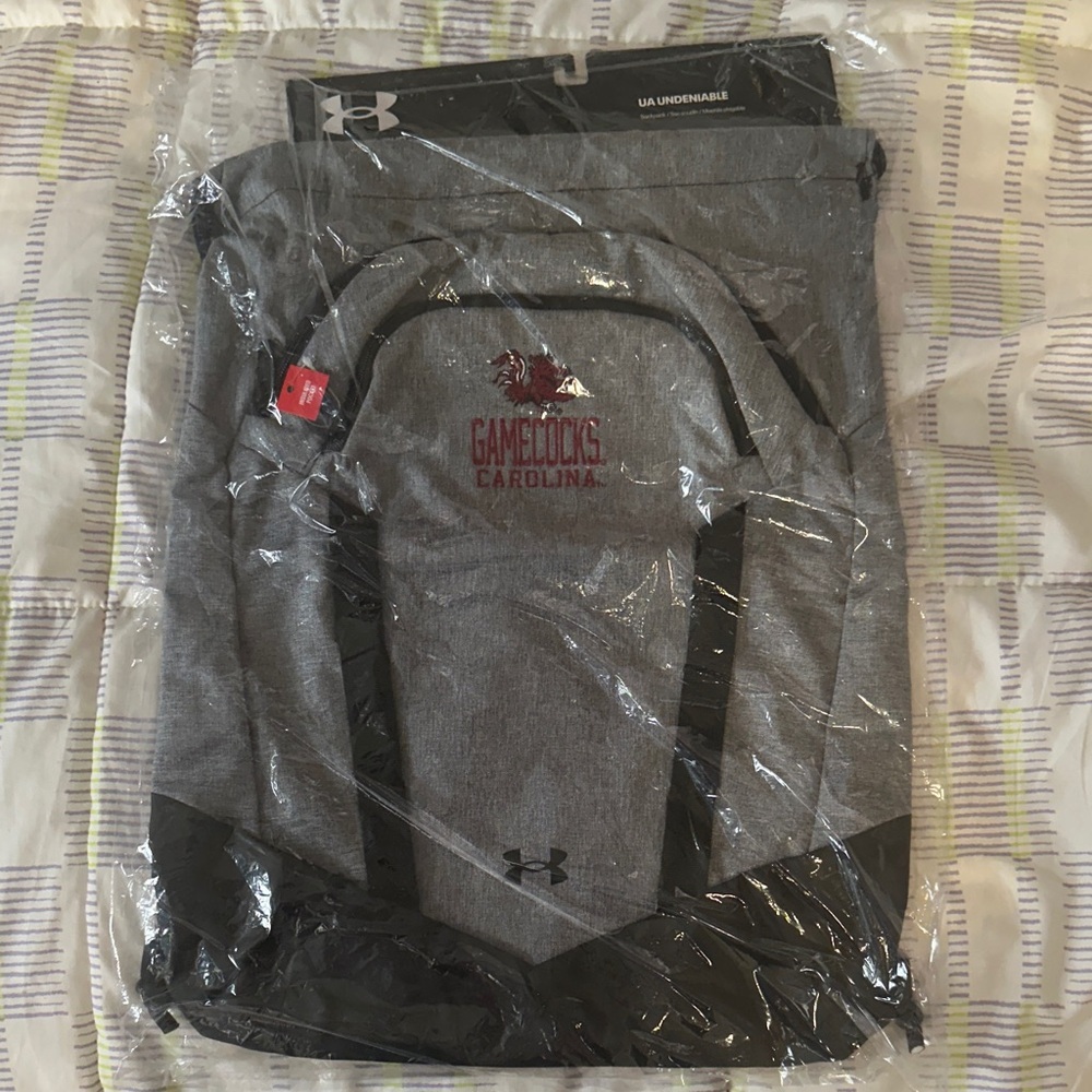 Under Armour Gray and Black Backpack with Carolina Gamecocks Logo